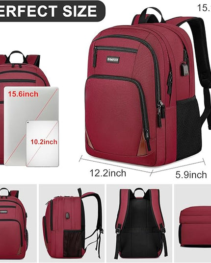 Red Backpack for School, School BackPack for Teens, Boys and Girls, with 15.6 inch Laptop Bookbag for College High School, Large Computer Back Pack with Compartments for Men & Women
