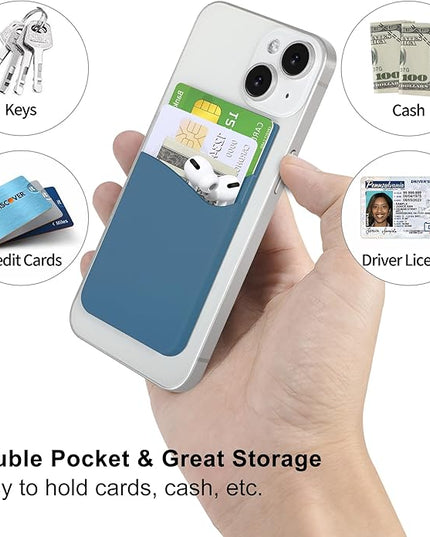 Senose Phone Wallet, Phone Card Holder Stick On Silicone Credit Card Holder for Back of Cellphone, Business Card & Id Compatible for iPhone Android Any Smartphone
