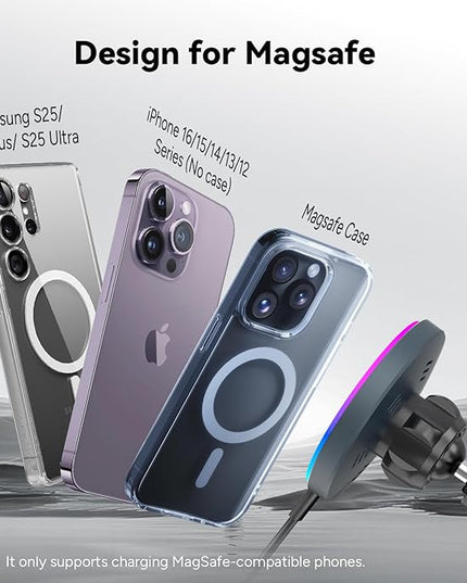 Lecork for Magsafe Car Mount Charger, 15W Air Vent Magnetic Wireles Car Mount Charger for iPhone 17 Pro Max Accessories, Car Phone Holder for iPhone 17 16 15 14 13, Zinc Alloy Case, Deep Grey