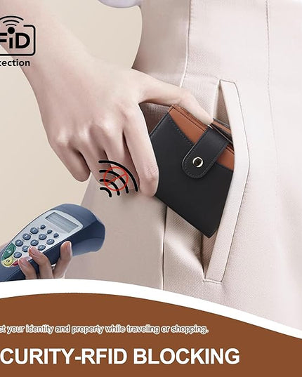 yiijay Small Wallet for Women RFID Blocking Tassle Bifold Slim Thin Leather Wallet Credit Card Holder Wallet Ladies Mini Wallet with Widened Zipper Pocket