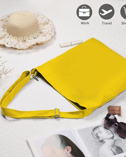 Women's blank large Size Canvas Crossbody Tote Handbags Shoulder Bag