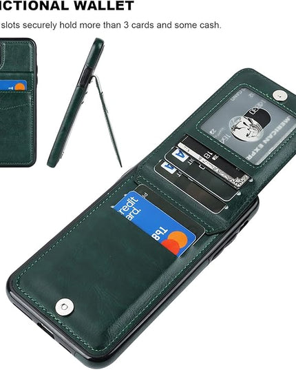 KIHUWEY Compatible with iPhone 11 Pro Max Case Wallet with Credit Card Holder, Premium Leather Magnetic Clasp Kickstand Heavy Duty Protective Cover for iPhone 11 Pro Max 6.5 Inch(Green)
