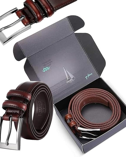Marino’s Premium Belt Men, Genuine Leather Dress Belt for Men, Casual Mens Belt in Gift Box