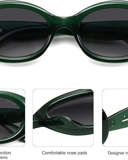 SOJOS Small Retro Oval Polarized Sunglasses for Women Men 90s Vintage UV400 Protection Tiny Sun Glasses SJ2286