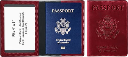Ciana Passport Holder for Travel – PU Leather Passport Cover and Card Holder for Men & Women – Slim Passport Holder with Card Protector Slot, Travel Must Haves (Burgundy)