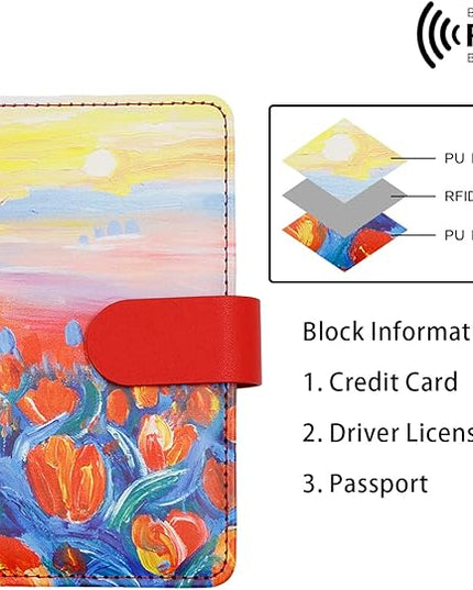 Melsbrinna RFID Passport Holder for Travel, Unisex Adults, Red, PU Leather, RFID Blocking, Passport Cover