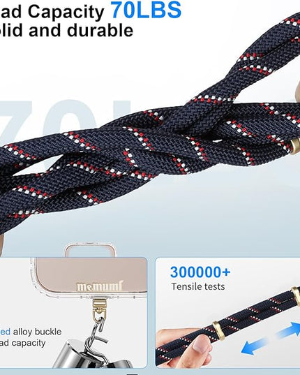memumi 3-in-1 360° Rotating Adjustable Phone Lanyard Crossbody, Anti-Theft Neck & Wrist Strap for iPhone 17Pro max/All Phones