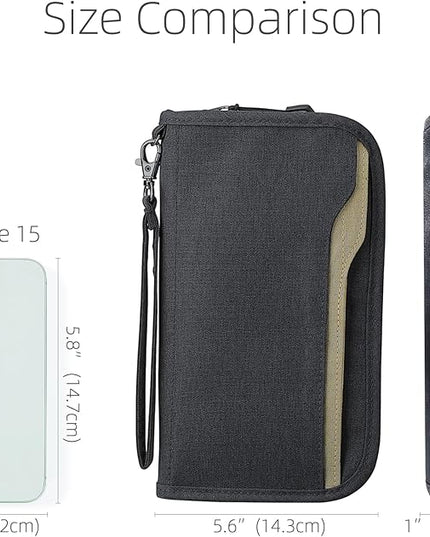 ZOPPEN Passport Holder Family RFID Passport Wallet, Passport Holder Women/Men, Travel Wallet Documents Organizer Zipper Case with Removable Wristlet Strap, Travel Essentials for Flying