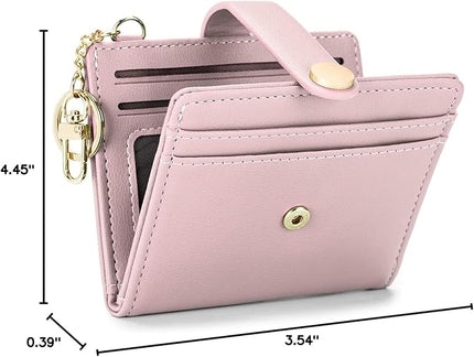 POIUGOYA Slim Wallet for Women,RFID Blocking Bifold Credit Card Holder with Zipper Coin Pocket,ID Window,Keychain