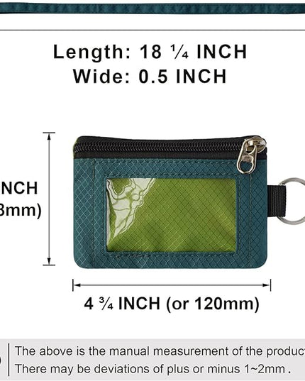 Minimalist RFID Blocking Small Wallet with ID Window,WaterResistant Zip Id Case Wallet with Lanyard Keychain for Cards,Cash,Travel,Women,Men