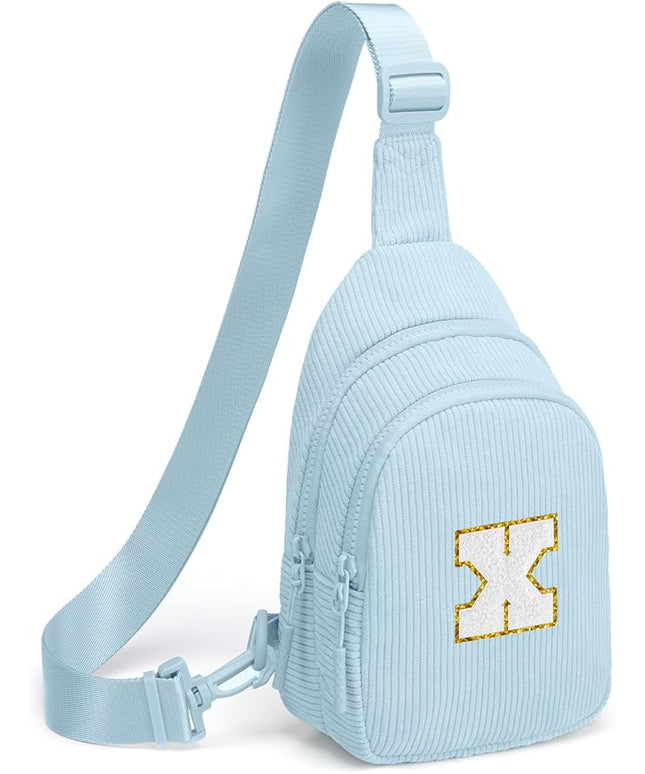 Viverte Small Corduroy Sling Bag Initial Crossbody Bag Fanny Pack for Girls Personalized Birthday Gifts for Teen Girls Gifts