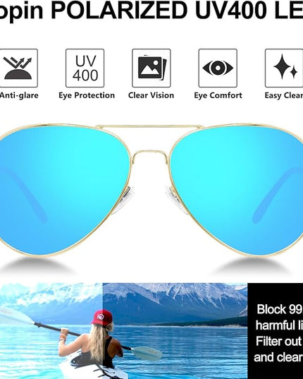 Joopin Polarized Metal Aviation Sunglasses Men, Classic Military Sun Glasses Women, Rectangle Shades UV400 Protection Costume