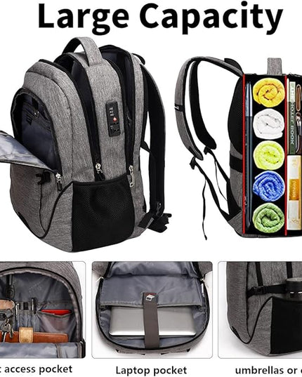 SHRRADOO Anti Theft Laptop Backpack Travel Backpacks with usb Charging Port for Women Men High School College Backpack Computer Bag Fits 17 Inch Laptop,Black