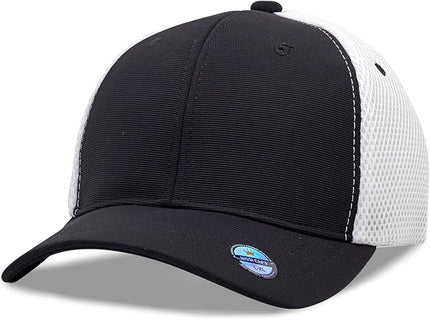 [2 Pack] Hybrid Stretch-Fitted Trucker Cap, Baseball Cap with Air Mesh