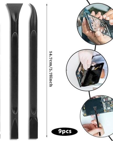 Crevice Cleaning Tool, 9 PCS Carbon Fiber Plastic Scraper Tool Car Detailing Brush Set Non-scratch Multi-purpose Scraper for Clean Small Narrow Spaces and Gaps, Remove Stickers Labels Oil Stains Dirt