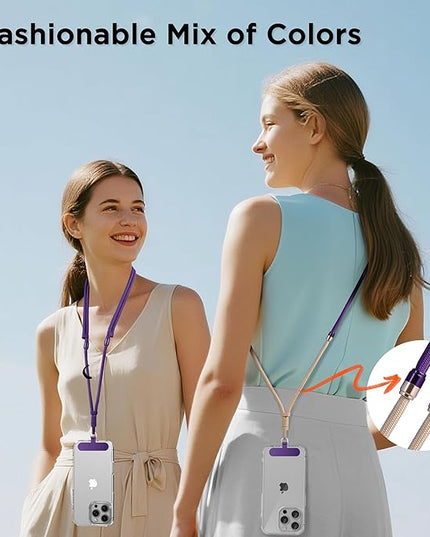 3-in-1 Cell Phone Lanyard 1 Pack + Wrist Strap 1 Pack - Convertible Crossbody Strap with Locking Knob Friendly, Adjustable Neck Lanyard for Gym/Work/Travel Essentials(Purple)