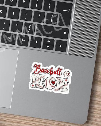 (3PCS) Baseball Mom Sticker, Sport Stickers - Waterproof Vinyl Decal for Laptop, Water Bottle, Tumbler, Scrapbook, Helmet, Gift for Mom Mama Mother's Day Size 3" x 2.9 "