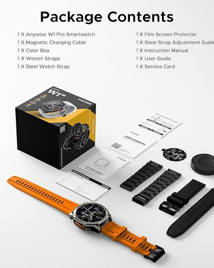 DOOGEE Anywise W1 Pro Mens Smart Watch, 5ATM Dual-Band GPS Offline Maps,1.43'' Fitness Smartwatches for Android Phone/iPhone Compatible,170+ Sports Modes, Answer/Make Calls/18 Days Battery/2 Strap