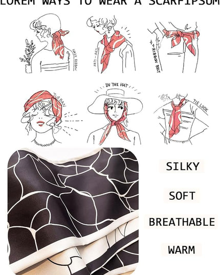 Head Scarf Purse Handle Neck Satin Hair Scarfs For Bag Lightweight Silky Long Thin Women's Fashion Scarves 59 * 5.9”