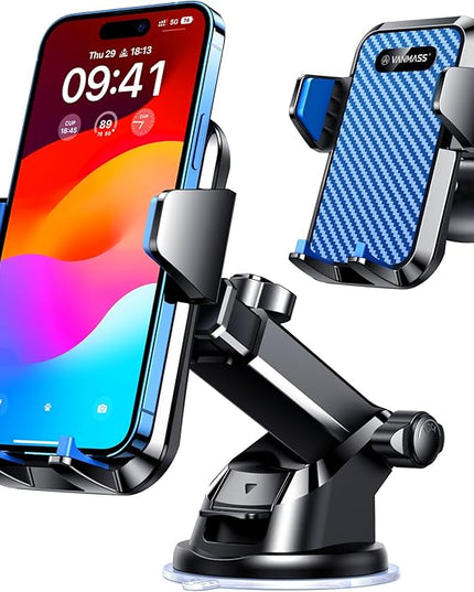 VANMASS【85+LBS Strongest Suction & Military-Grade Ultimate Car Phone Mount【Patent & Safety Certs】 Cell Phone Holder Truck for Dashboard Windshield Vent for iPhone 17 Pro Max 16 15 14, Blue