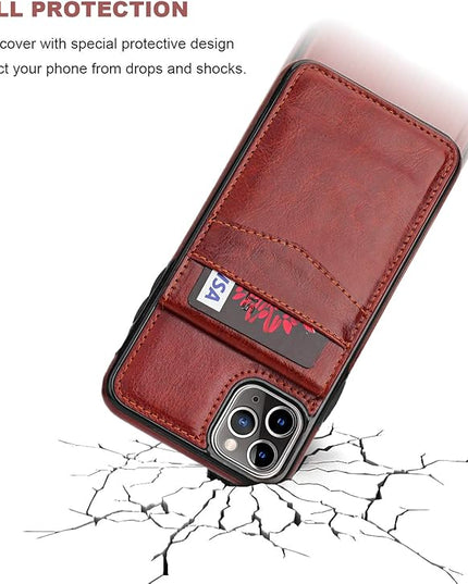 KIHUWEY Compatible with iPhone 11 Pro Max Case Wallet with Credit Card Holder, Premium Leather Magnetic Clasp Kickstand Heavy Duty Protective Cover for 11 Pro Max 6.5 Inch(Brown)