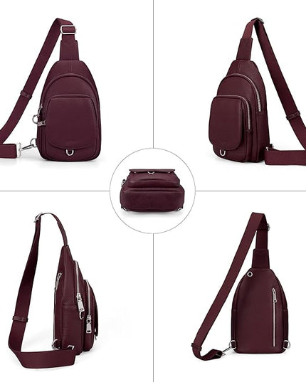 befen Anti Theft Genuine Leather Sling Bag for Women RFID Small Crossbody Bag Chest Bag Leather Fanny Packs for Travel