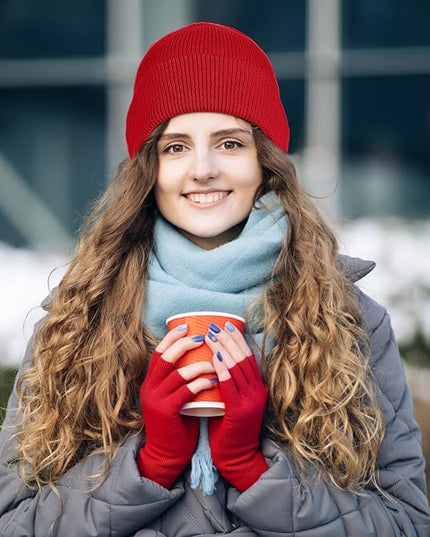 48 Pcs Bulk Winter Knit Beanies Gloves Men Women Warm Beanie Touchscreen Gloves Set Cozy Winter Accessories