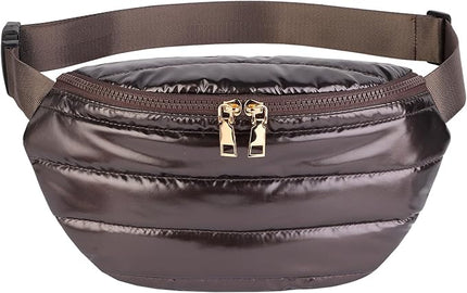 Fanny Packs for Women Fashion Waist Packs Quilted Puffer Belt Bag Puffy Crossbody Bags Sling Purse for Women Travel Running