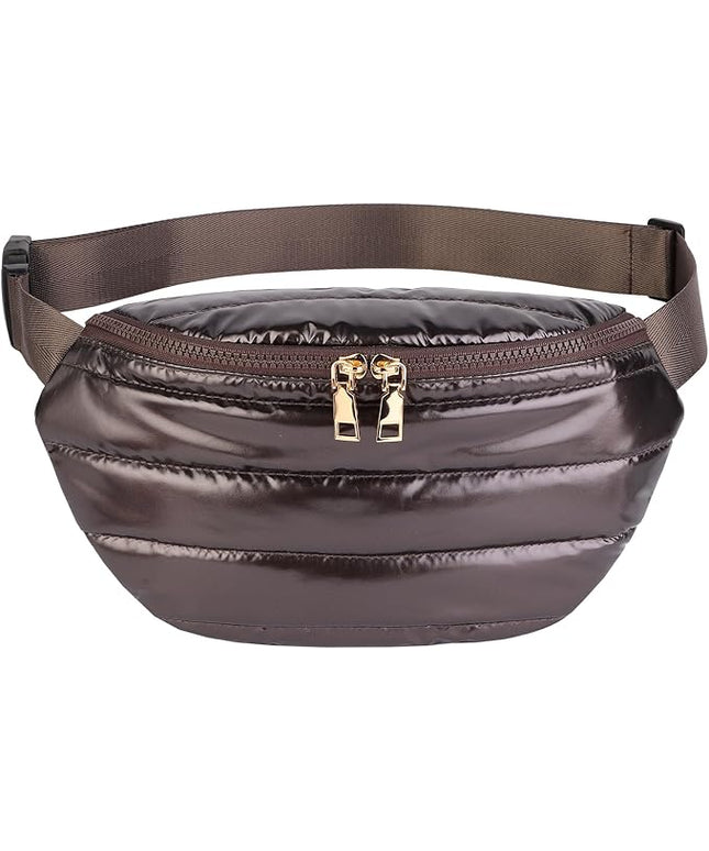 Fanny Packs for Women Fashion Waist Packs Quilted Puffer Belt Bag Puffy Crossbody Bags Sling Purse for Women Travel Running