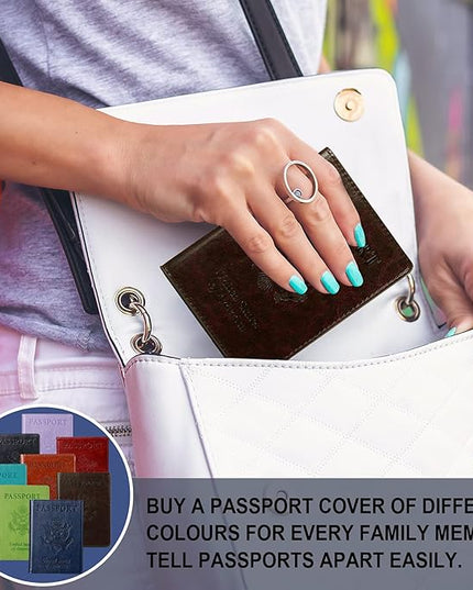 TIGARI Passport Holder for Travel Women Men, Valentines Day Gifts PU Leather Wallet Cover Case Sleeve, Waterproof Protected Document Organizer, Vacation Plane Cruise Travel Essentials