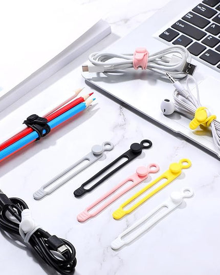 Nuanchu 40 Pcs Silicone Cable Ties Reusable Holder Adjustable Straps Multipurpose Charging Cable Organizer for Fastening Charging Cords Wires(4.17 Inch,Assorted Color)