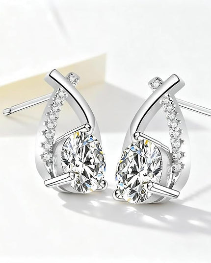 Moissanite Stud Earrings D Color VVS1 Moissanite Earrings 925 Sterling Silver 18K Gold Plated Friction Flat Bottom Mermaid Tail Earrings for Women