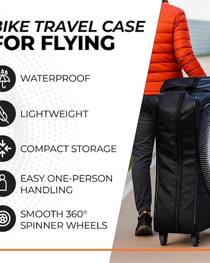 Bike Travel Bag Airplane – Box for Air Travel | Durable Bike Cases with Full Protection | Fits Road & TT Bikes with Wheels, Safe Case for Flying