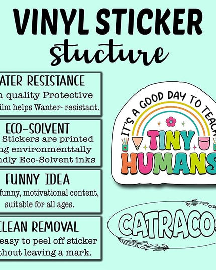 (3Pcs) It’s A Good Day to Teach Tiny Humans Sticker, Teacher Decal Decorate Books Laptop Phone Water Bottles Kindles Stickers Tumbler Sticker Waterproof Vinyl Decorate Sticker 3" Inch