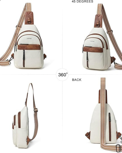 7L Sling Bag For Women Men Backpack Fanny Pack Crossbody Chest Travel Shoulder Belt Bags Purse Handbag PU Leather