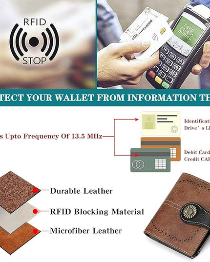 SENDEFN Small Womens Wallet Leather Bifold Card Holder RFID Blocking with Zipper Coin Pocket