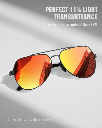 LUENX Aviator Sunglasses for Men Women Polarized New Shades Large Metal Frame - UV 400 Protection