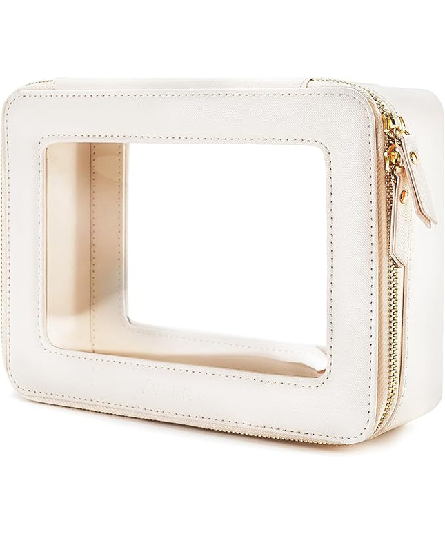 Aveniee Clear Makeup Bag Organizer,Large Travel Toiletry Bag for Women, Waterproof Cosmetic Pouch with Zippers,Car Organizers and Storage Case for Accessories,White
