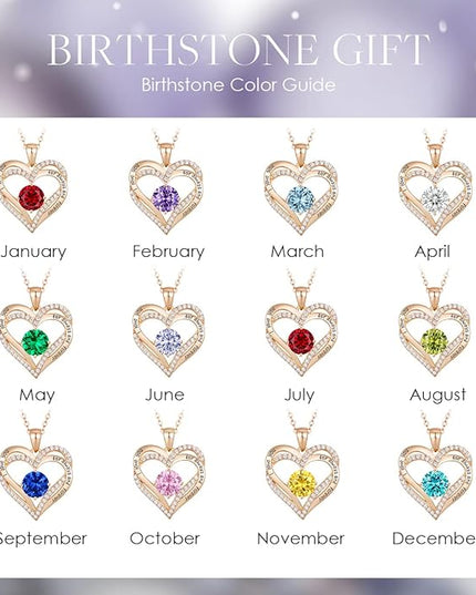 CDE Forever Love Heart Necklaces for Women, Wedding Anniversary, Birthday Mothers Day Christmas Day Gifts for Mom, Mother, Wife, friend, S925 Silver Jewelry with Birthstone Pendant