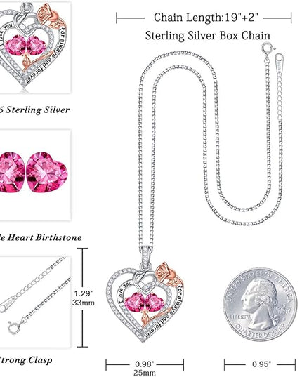 Iefil Christmas Gifts for Wife Women - 925 Sterling Silver Double Birthstone Necklace, Anniversary Birthday Gifts for Women, Jewelry Gift for Wife Girlfriend Mom Her