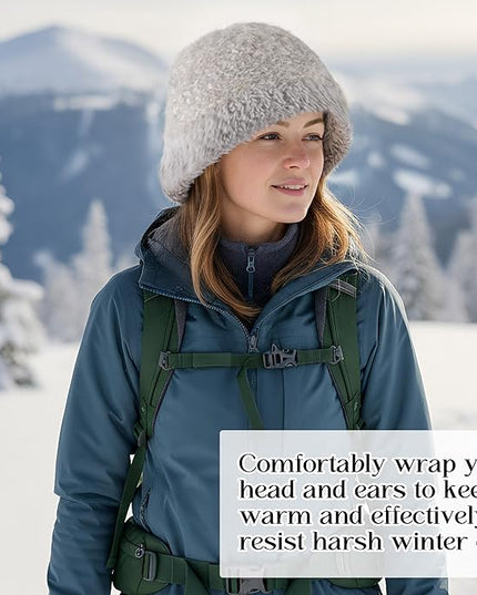 YI HENG MEI Women Knit Bucket Hat, Fluffy Winter Fisherman Hat Fuzzy Soft Warm Beanie Caps Women Cloche Caps Warm Bowler Hats
