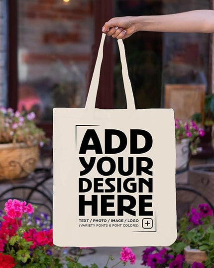 shop4ever Personalized Custom Design Your Own Eco Cotton Tote Reusable Shopping Bag Customizable Gift