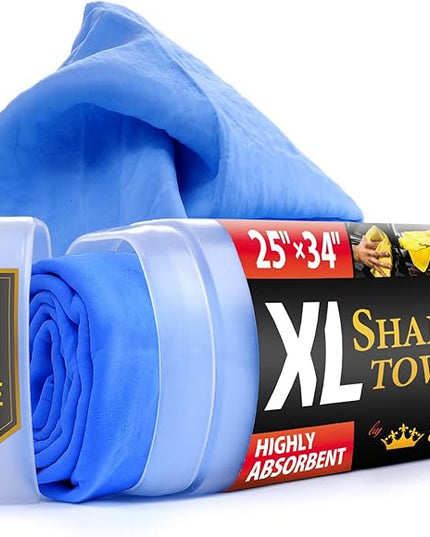 Premium XL Shammy Towel for Car - (34”x25”) - Super Absorbent Chamois Cloth - Spots and Scratch-Free - Reusable Car Drying Towels