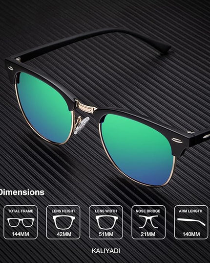 KALIYADI Polarized Sunglasses for Men and Women Semi-Rimless Frame Driving Sun glasses UV Blocking