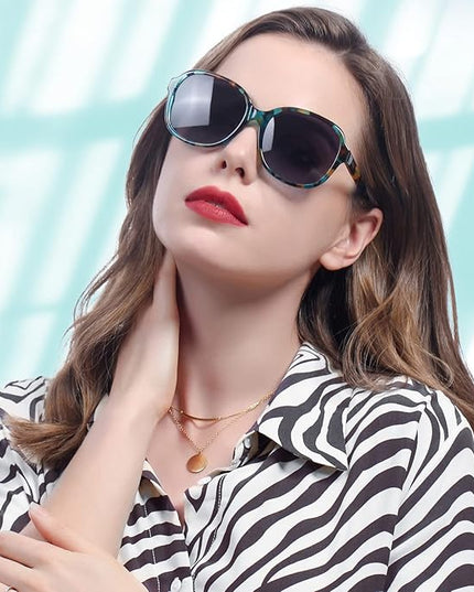 CARFIA Acetate Oversized Square Polarized Sunglasses for Women UV Protection Retro Trendy Big Shades