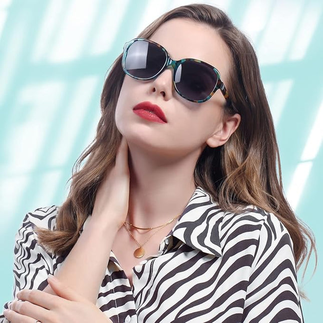 CARFIA Acetate Oversized Square Polarized Sunglasses for Women UV Protection Retro Trendy Big Shades