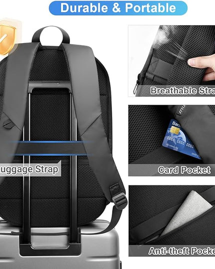 hk Business Backpack for Men 17 Inch,Slim & Expandable Waterproof Travel Laptop Backpack with USB Charging,Anti-Theft Lightweight Large Work Computer Bag,College Laptop Backpacks Gifts for Men Women