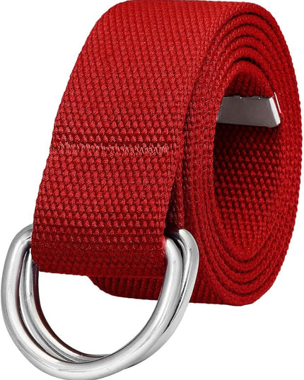 Falari Canvas Web Belt Metal Double D Ring Buckle for Men Women Casual Cloth Military Style Belt 1 1/2" Wide