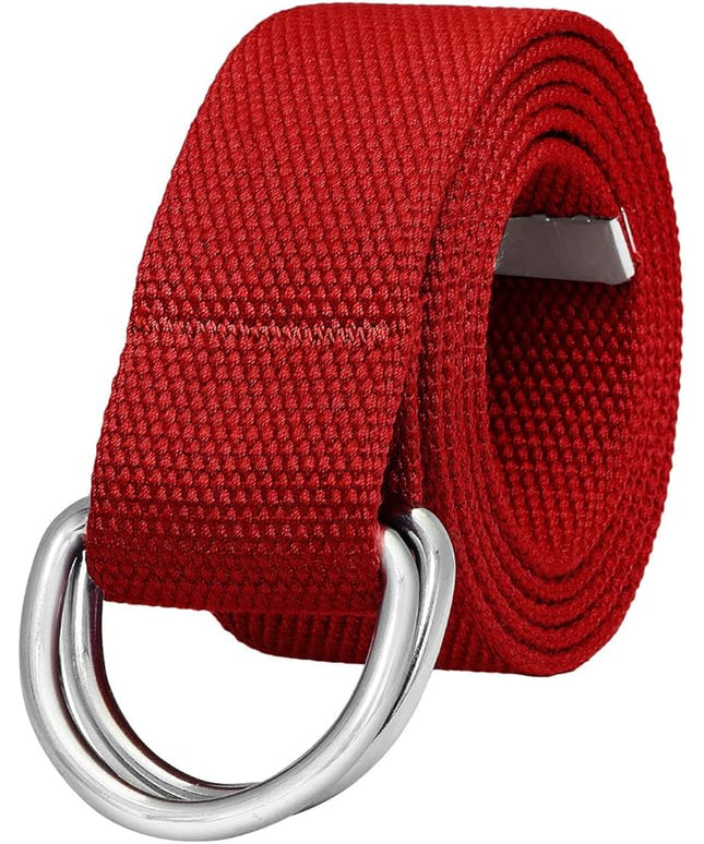Falari Canvas Web Belt Metal Double D Ring Buckle for Men Women Casual Cloth Military Style Belt 1 1/2" Wide