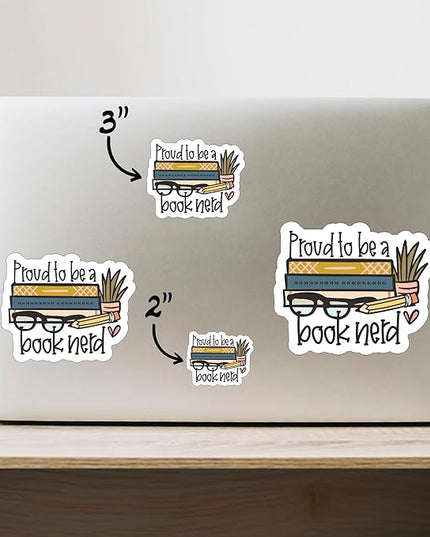 (3PCS) Proud to be a Book Nerd Sticker for Phone Tablet Laptop Car Truck Window | 3" Sticker